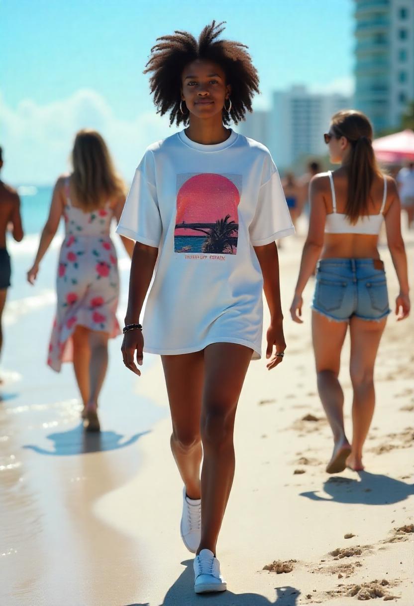 A 19 year old girl in a vintage graphic oversized tee