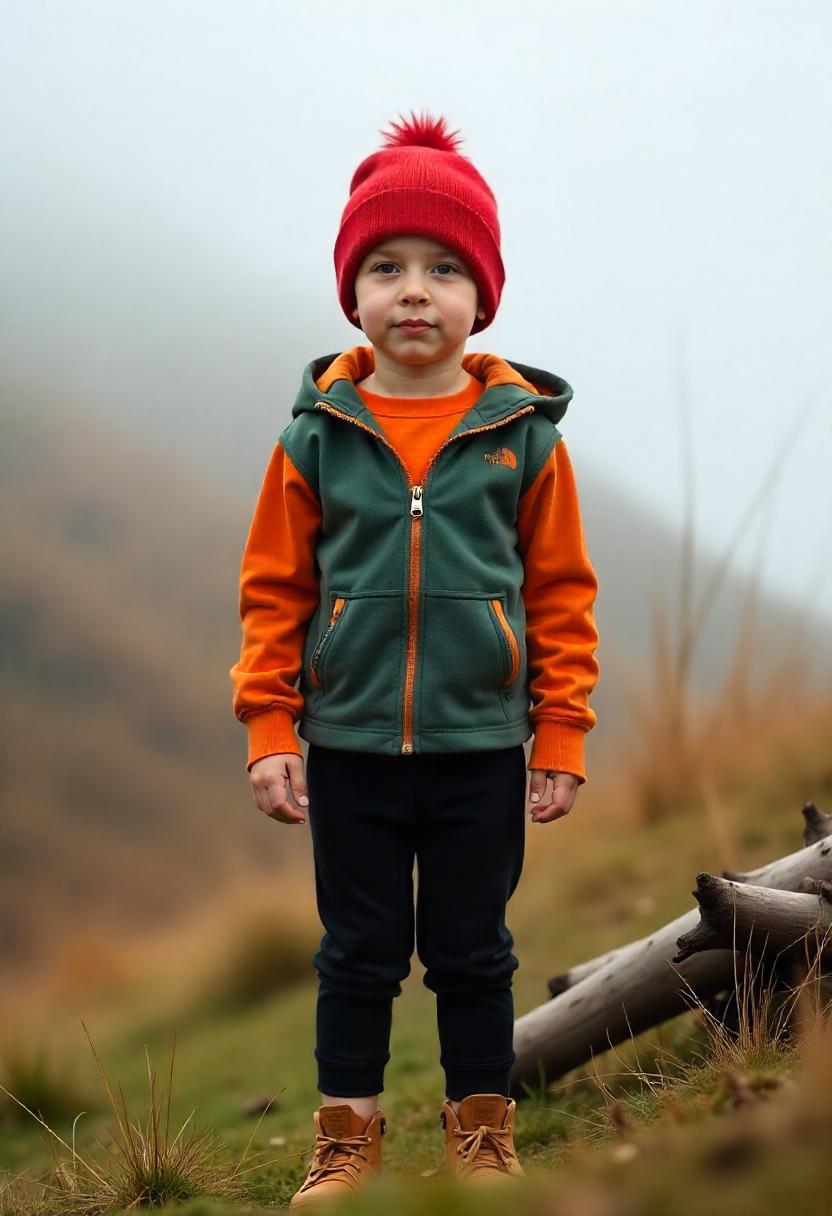 A little boy in thermal joggers, long-sleeve rash guard