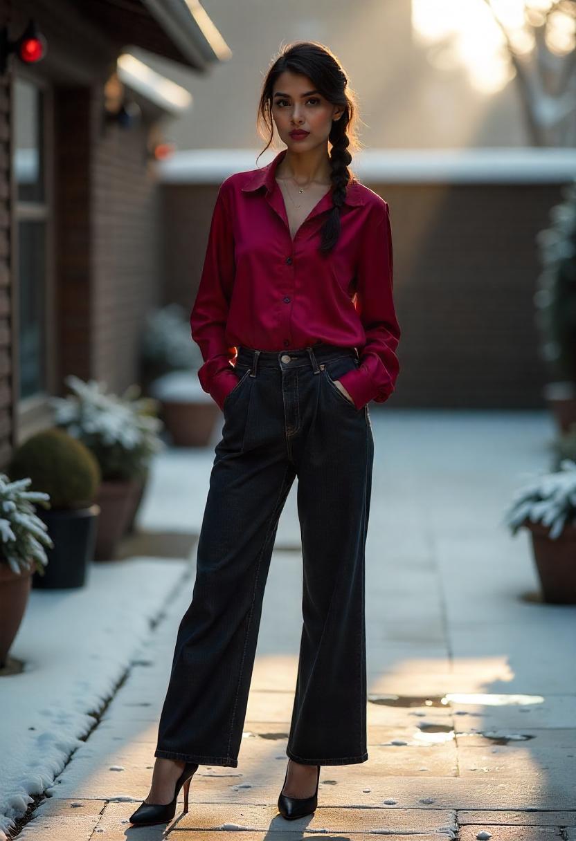 Baggy Jeans Outfits With Heels